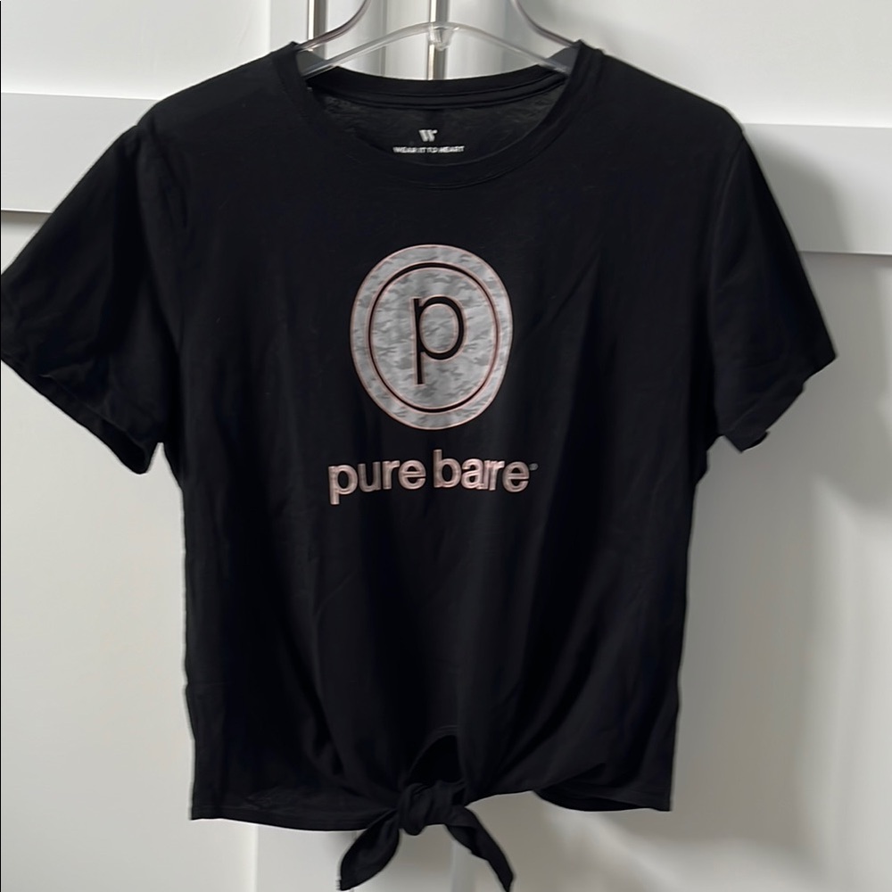 Pure Barre Black Tie-Front Tee